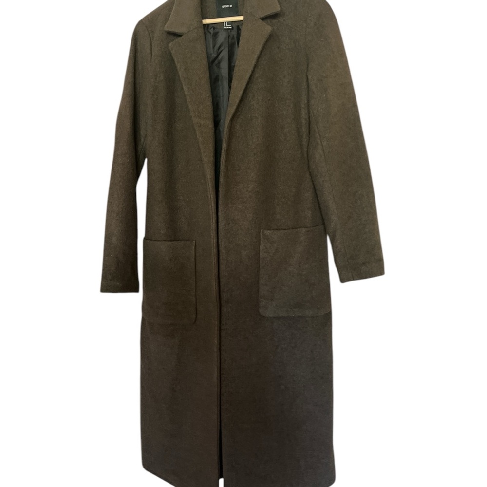 Stylish Dark Green Double Pocket Trench Coat (ankle mid calf  length)
